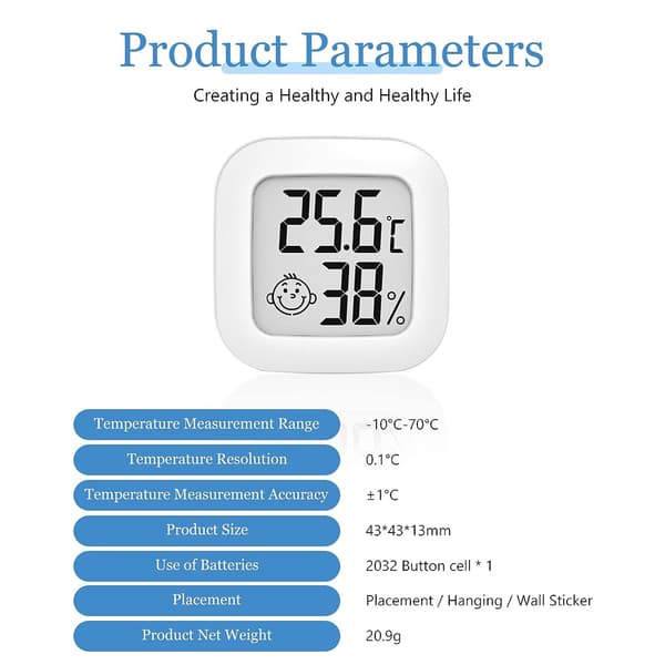 3 stk Digitalt Hygrometer Termometer, Mini LCD Innendørs Hygrometer