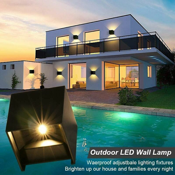 (Musta) 12W Seinävalaisin, 2 kpl 3000K Ulko-/Sisätilojen LED-seinävalaisin