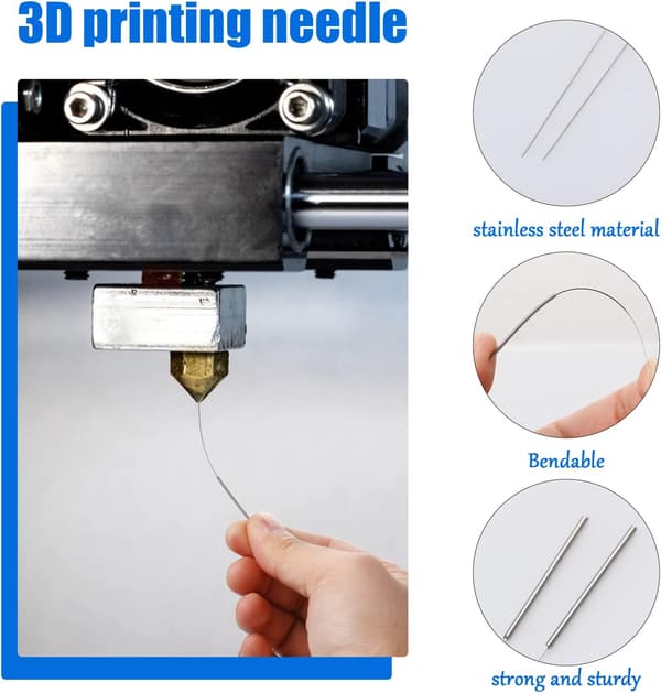 50 Stk. 3D Printer Dyse Rensesæt, 0,4 mm Rustfri Stål Nåle Renser 3D Printer Dyse Renser 3D Printer Tilbehør