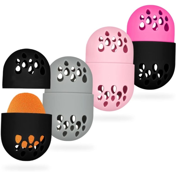 4 färger Makeup Svamphållare, Beauty Blender Svamp Case,