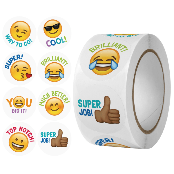 500 st temaförseglingsdekaler - Emoji 1#, Gift Tag Stickers, Chr