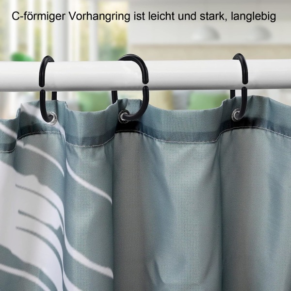 12 stk Sorte C-formede Plastik Bruseforhængsringe Gardin Kroge f