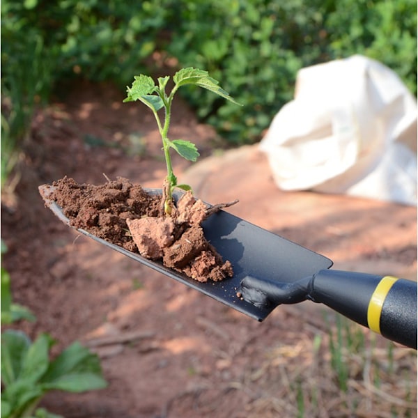 Hagespade - Kraftig hagehåndspade, hagespade i karbonstål med gummiert håndtak, hagespadeverktøy