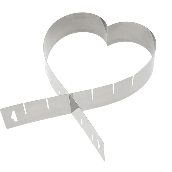 Hjärtformad bakform/ring, justerbar, bottenlös, rostfritt stål, silver