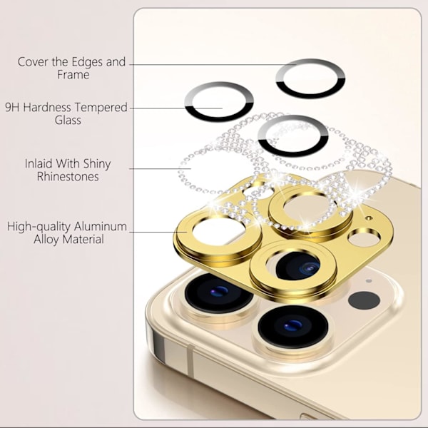 Bakkamera Skydd för iPhone 14 Pro/iPhone 14 Pro Max - Guld, D