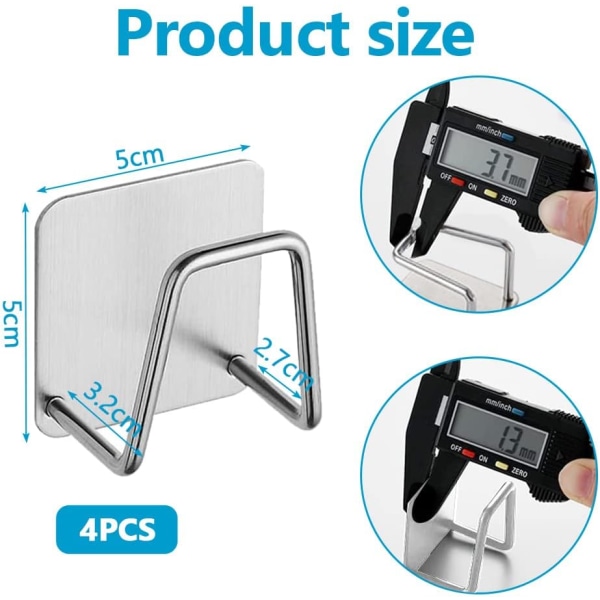 4 stk. Svampestativ Selvklebende Rustfritt Stål 5 X 5 X 3,2 cm S