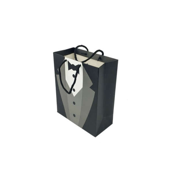 5 stk. sorte tote-tasker, hvide papirsposer, gavepapirpose