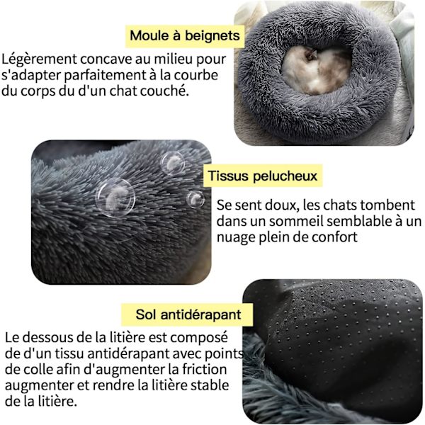 Katteseng, Myk Kattekurv, Beroligende Katteputer, Rund Vaskbar Pl