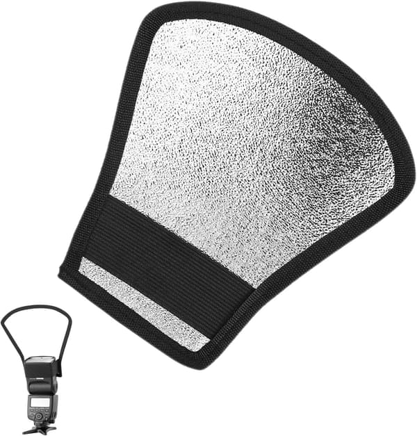 Blixtreflektor, 2-i-1 Blixtdiffusor, Silver/Vit Reflektor med Rem för Nikon, Canon, Sony, Yongnuo, Speedlite Softbox