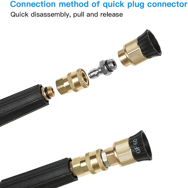 1/4'' Snabbkoppling för Trycktvätt Koppling Mässing Adapter Passande Högtryckstvätt Kopplingar för Högtryckspistol
