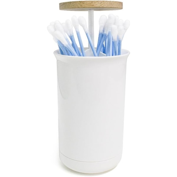 1 stk Trykk & Opp Bomullsdottdispenser Hvit Farge Bomullsdottdispenser