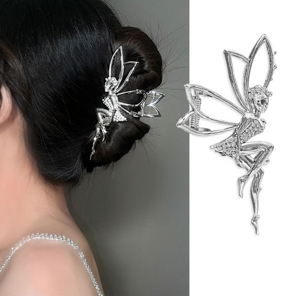 Häärikkäät hiuspinnit rhinestonesilla, hopeiset keijujen metalliset hiuskoristeet naisille ja tytöille, elegantti perhonen siivet keijujen hius