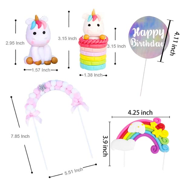 27 stk. kagepynt, 3D enhjørning statue cupcake pynt, cupcake