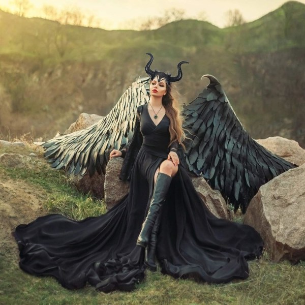 2 stk. Djævel Pandebånd Horn Dronning Pandebånd Sort Fest Cosplay Fan