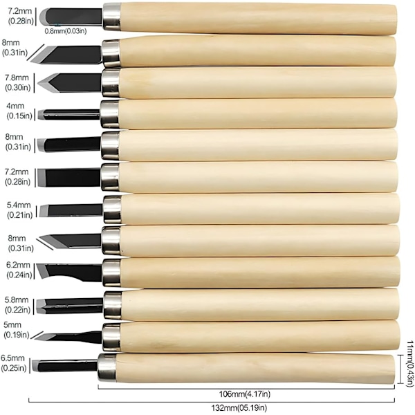 12 kpl Puunveisto Työkaluja Puu Gouge, Puutyöstö Puu Vasarat Kahvalla DIY-Veistämiseen Puusepän Asiantuntijoille ja Aloittelijoille Lähetä Muovilaatikko