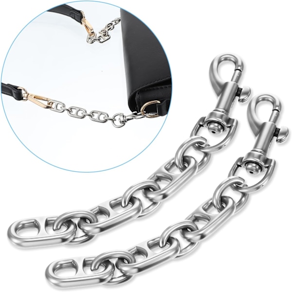 Laukun jatkoketju hopea, 2 kpl hopeinen laukun hihnan jatke lyhyt laukun korvaava metalliketju asuste crossbody-laukuille ja käsilaukkujen vaihto