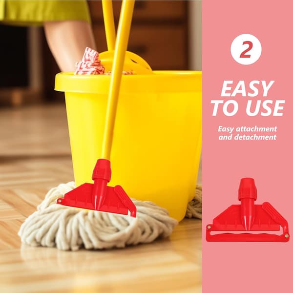 Moppehode-klemmeholder - Moppehodehåndtak-klemme, Avtakbar klemme for moppehode, Reservedel for moppehode, Tilbehør til moppeholder (Rød)