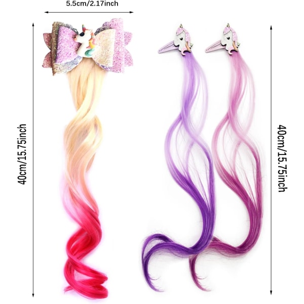 Pieces Unicorn Wig Hairpin, Gradient Princess Hair Clips, for The