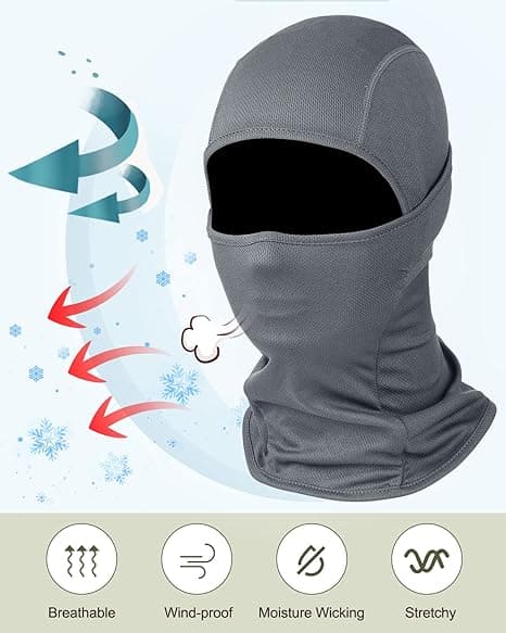(Grå) Balaclava, motorcykelbalaclava för män och kvinnor, elastisk