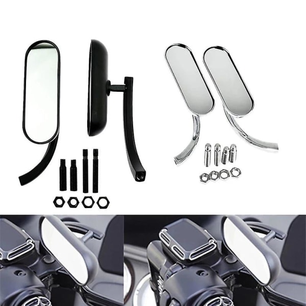 1 Par Ovalformade Motorcykelbackspeglar i Metall (Färg: Krom)