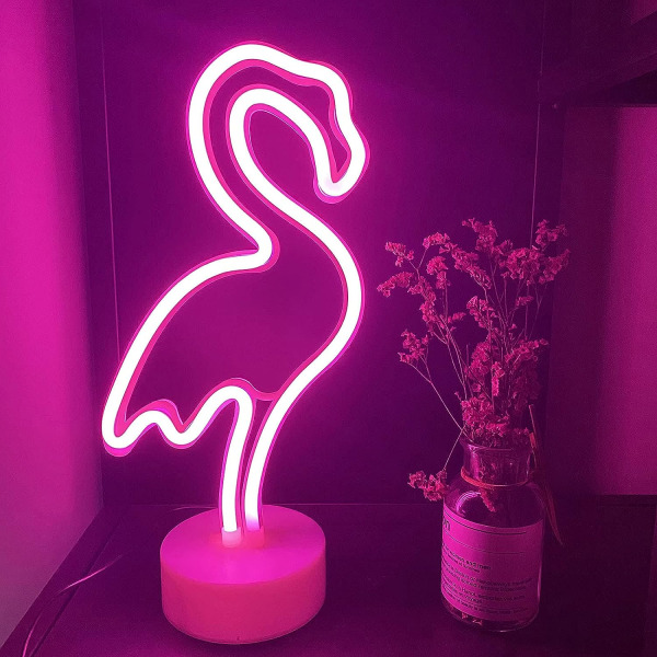 Flamingo Neon Skilt Nattelys med Batteri/USB Dør - LED - for
