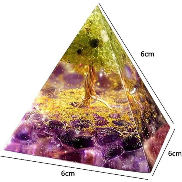 6 cm krystallpryd, ametystpyramide edelsten, livets tre Pyr