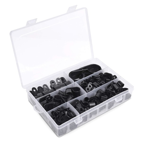 200 stk Tykke Nylon P-Klips Kabelklemme Klips - 3/16’’ 1/4’’ 3/8