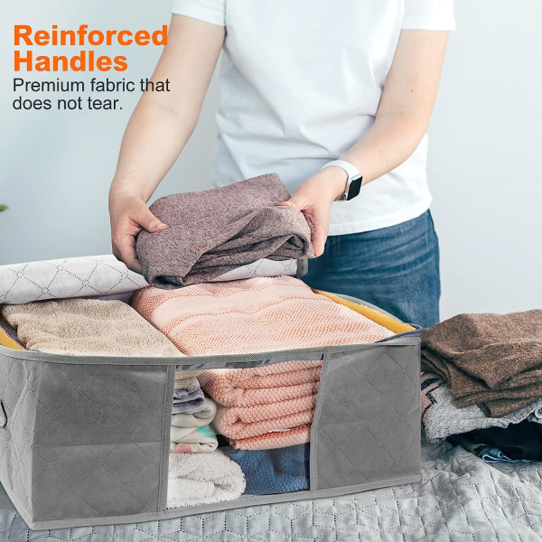 3-pack (grå) Förvaringsväska för kläder under sängen, tygfinish