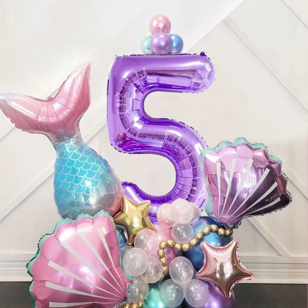 Års Sjöjungfru Ballong Pastell Regnbåge Ballong 5 År Jätte Nummer