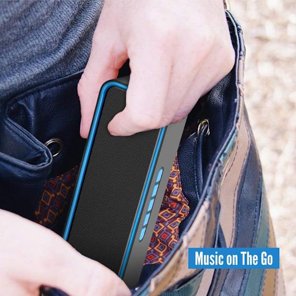 Portabel Trådlös Högtalare, Bluetooth 5.0 Högtalare med 3D Stereo HiFi Bas, 1200mAh Batteri, 12 Timmars Spelyta (Blå)