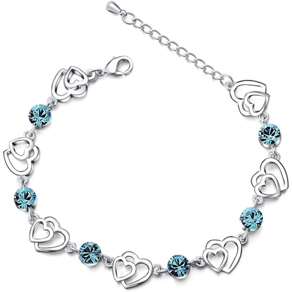 (Blå) Valentinsdaggaver til kvinner Armbånd for kvinner Hjerte B