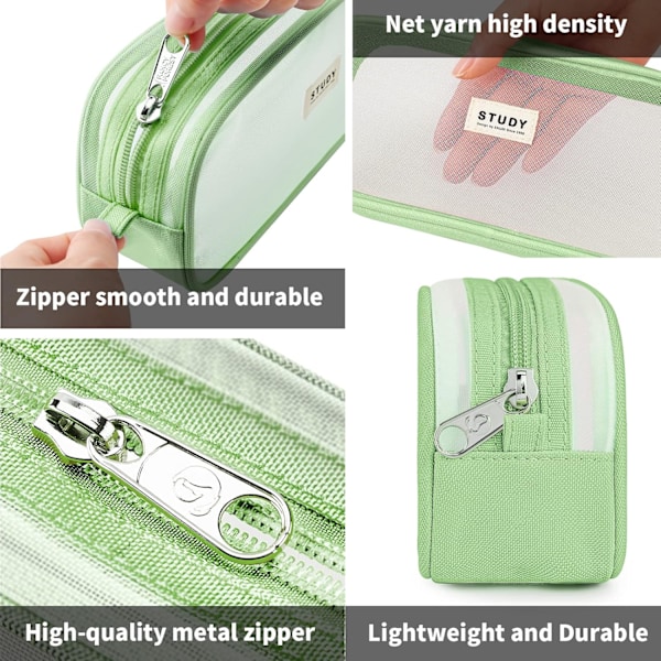 Gitternet Pencil Case Stor Kapacitet Pencil Case Stor Pencil Pouch Med Lynlås Enkel Stationery Taske Æstetisk Pen Bag fo