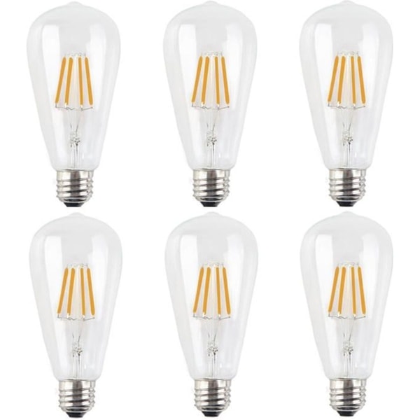 6X E27 LED Filamentlampe 4W Filamentpære Dimbar Vintage Edison