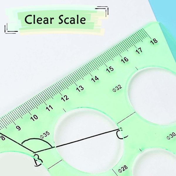 2 stk. sirkelmal Geometriske sjablonger Sirkelsjablonger Plast Geometriske sjablonger Tegnemaler Målemaler Linjaler for tegning og måling