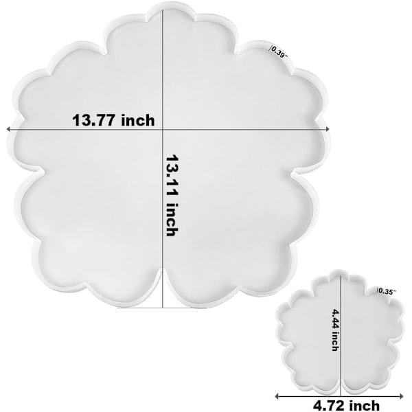 Hartsi Tarjotin Aluslautanen Muottisetti, 1 kpl 33 cm Suuri Kukka Tarjotin Muotti + 4 kpl 10 cm Kukka Geodi Aluslautanen Silikonimuotit (Ei Kuvioita Muotissa)