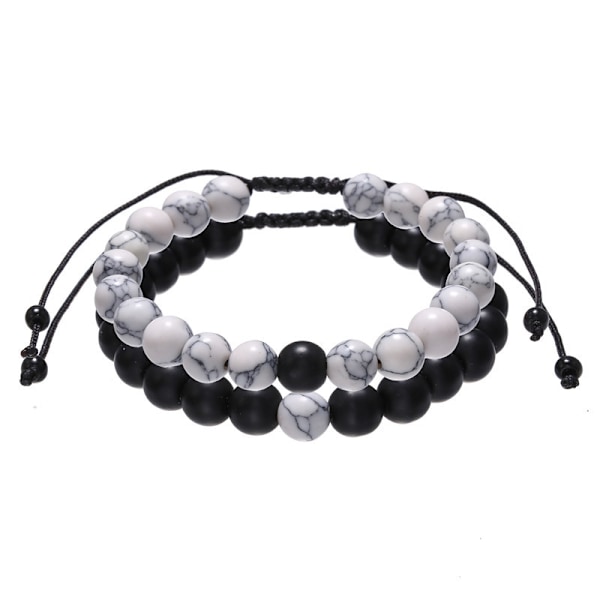 Howlite Armbånd Svart Matt Agat Armbånd Par Armbånd Avstands Armbånd Energi Perler Armbånd Til Valentinsdag