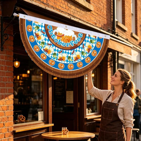Dubbel utomhusvimpel, bayersk Oktoberfest, 90 x 45 cm