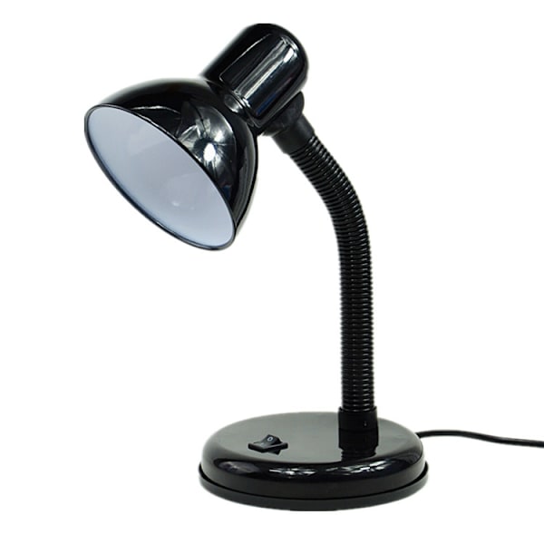 Klemmelampe, E27 Pærebase, LED-kompatibel, Fleksibel Arm, med Kabel og Bryter. Metall. for Barnerom, Skrivebord, Nattbord, Sengeside, Svart