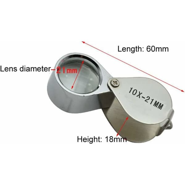 (Silver, Linsdiameter 21mm) 3 st 10X/20X/30X Smyckeslupp Glas