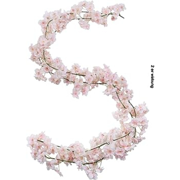 Kunstig kirsebærblomstranke (135 kirsebærblomster, lys rosa