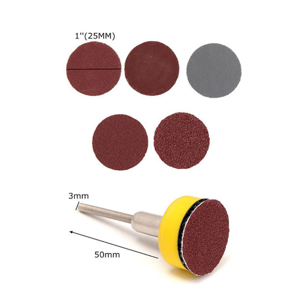 Paketet med 100 Runda Slippapper 25mm, Självhäftande Slippapper Gri