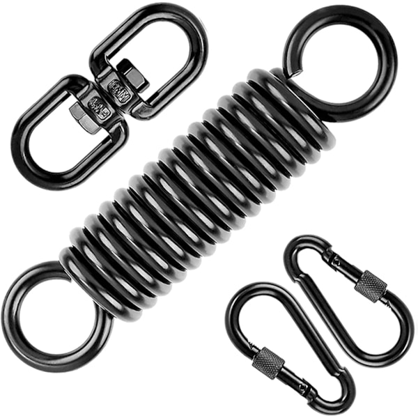 Svingfjær for Hengekøye, Hengekøye med 2 Karabiner og 360° Svingbare Kroker, Karabiner, Bæreevne opptil 250 kg, Hengefjær for Hengekøye