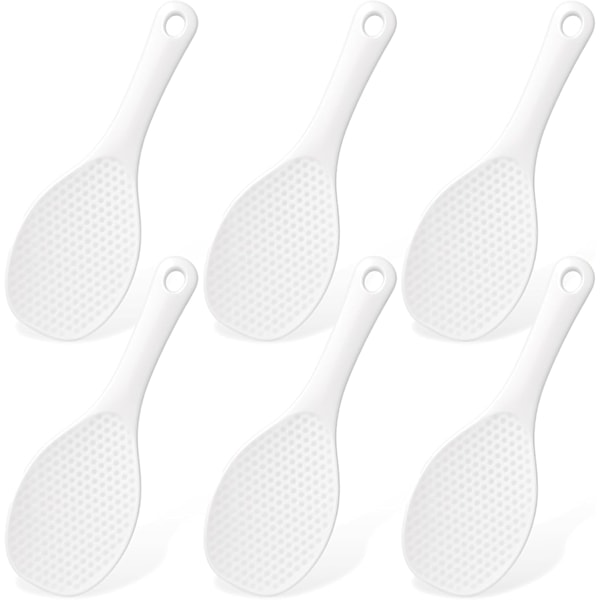 6 stk. Hvide Plastik Ris Paddle Non Stick Stående Ris Ske Varmebestandig Ris Koger Ske Stor Plastik Ris Spatel 19 cm