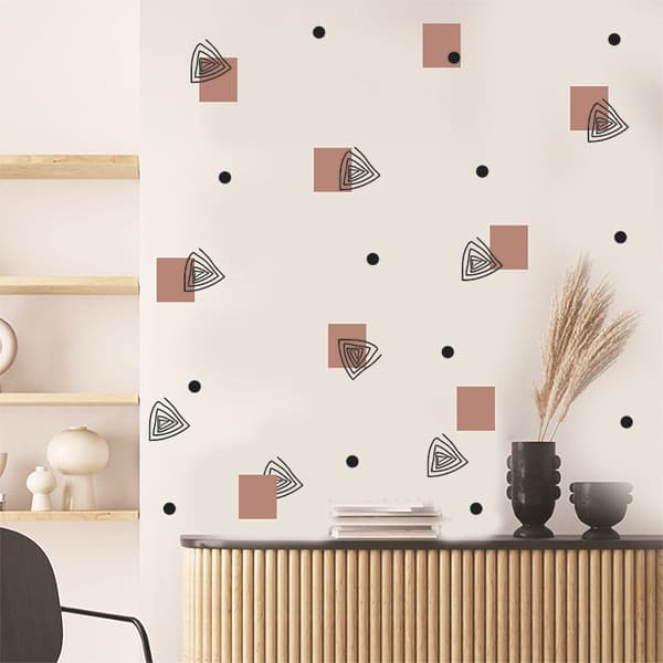 2 stycken moderna minimalistiska prickiga geometriska väggdekaler i