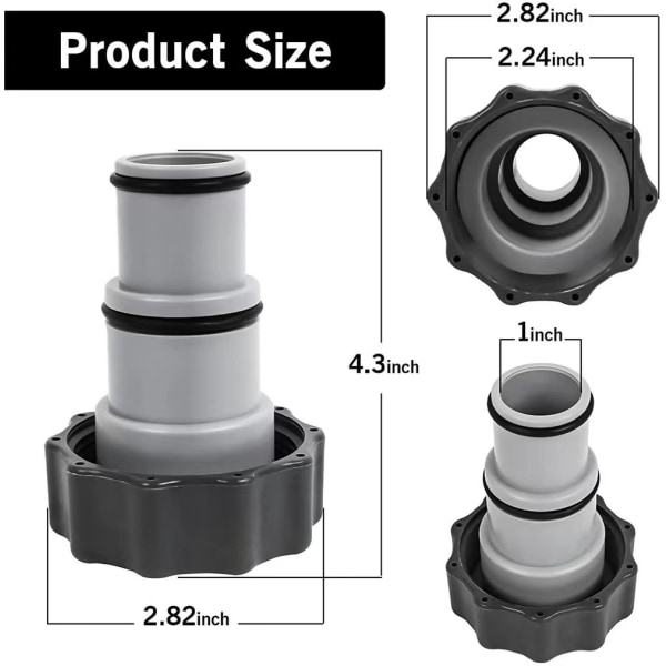 2 stk. Bassengslange Adapter - 1,25\" til 1,5\", Basseng A Adapter, Intex A A