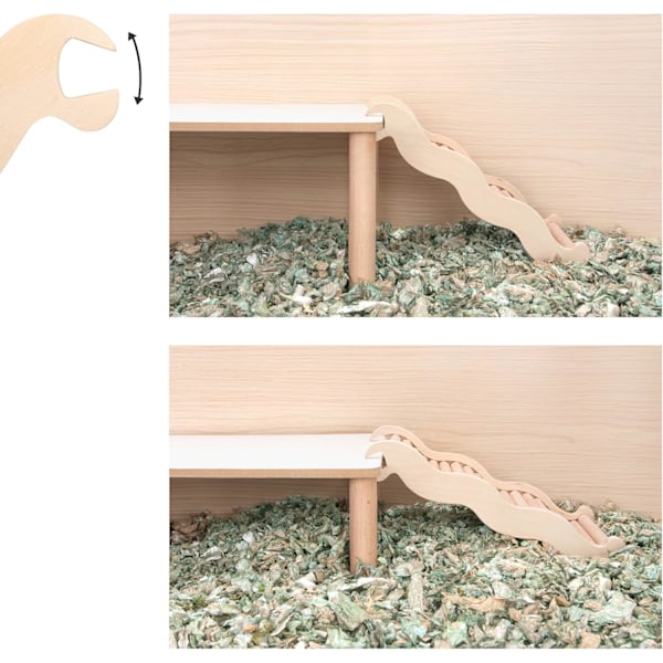 Hamster Klätterleksak Trästege Bro för Hamstrar Gerbiler Möss och Små Djur (Medium - 21 cm L)