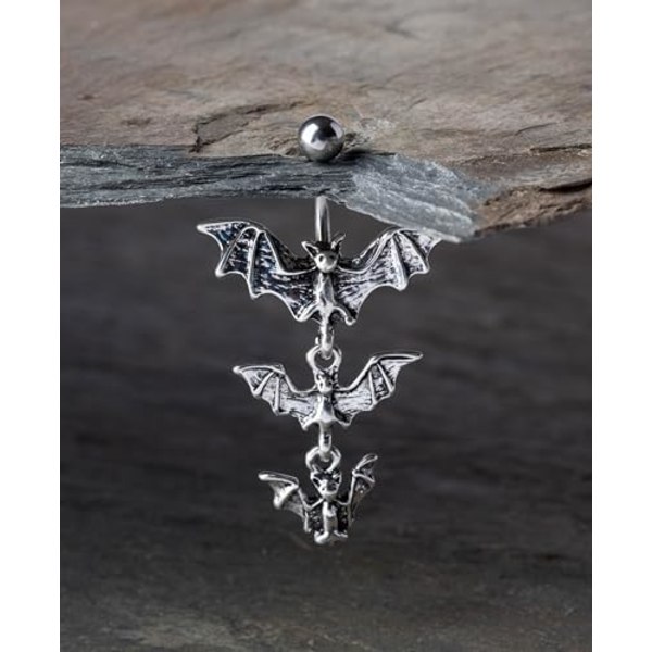 Pierced Owl Gothic Triple Vampire Bat Dangling Belly Button Ring