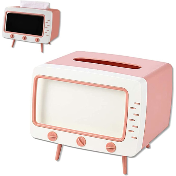 Kudoksen laatikko peite Pink (7.28*5.70*6.29 tuumaa) Retro TV Puhelinteline