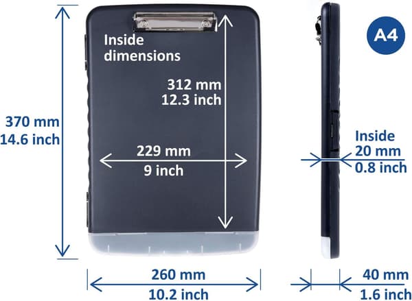 Sort Klipbord med dokument opbevaringsrum (A4 format), Co