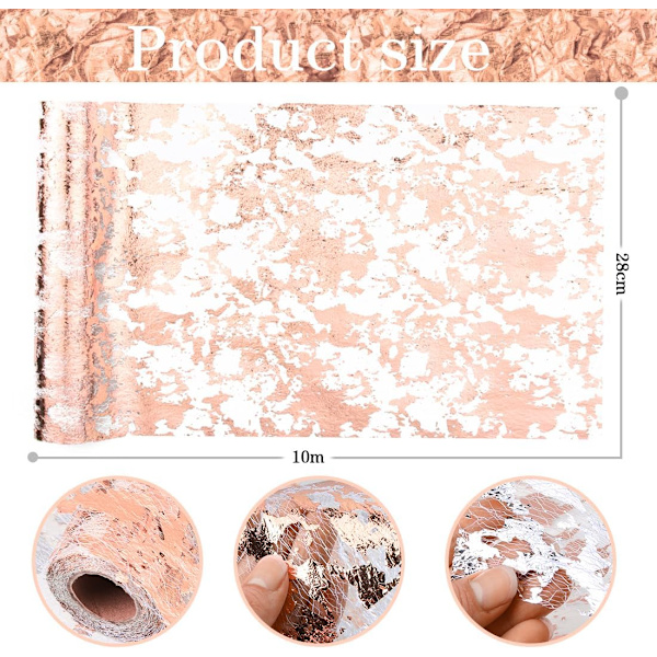 28CM x 10M Organza Tulle -pöytäliina rullalla, Rose Gold, ei-kudottu